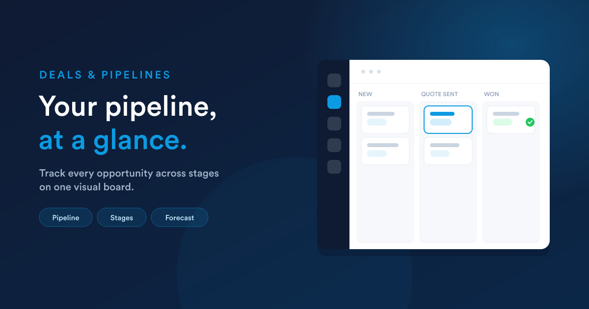 A Flexie sales pipeline board with deal cards moving across stages