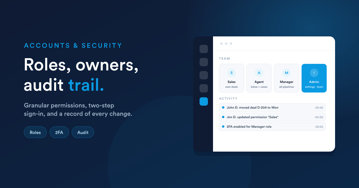 A Flexie account with team members holding different roles, each with their own scope of access