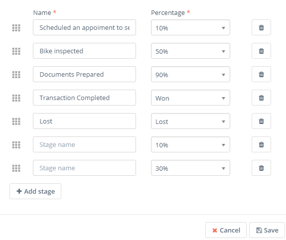 Manage stages