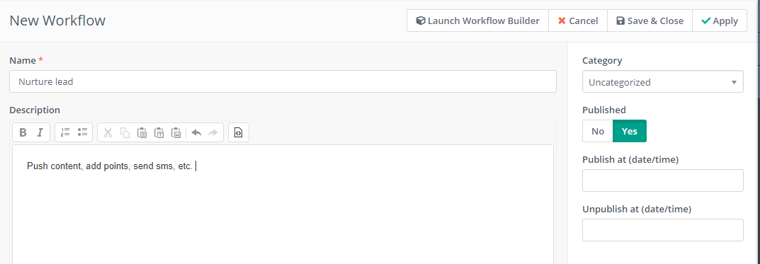 Launch Workflow Builder