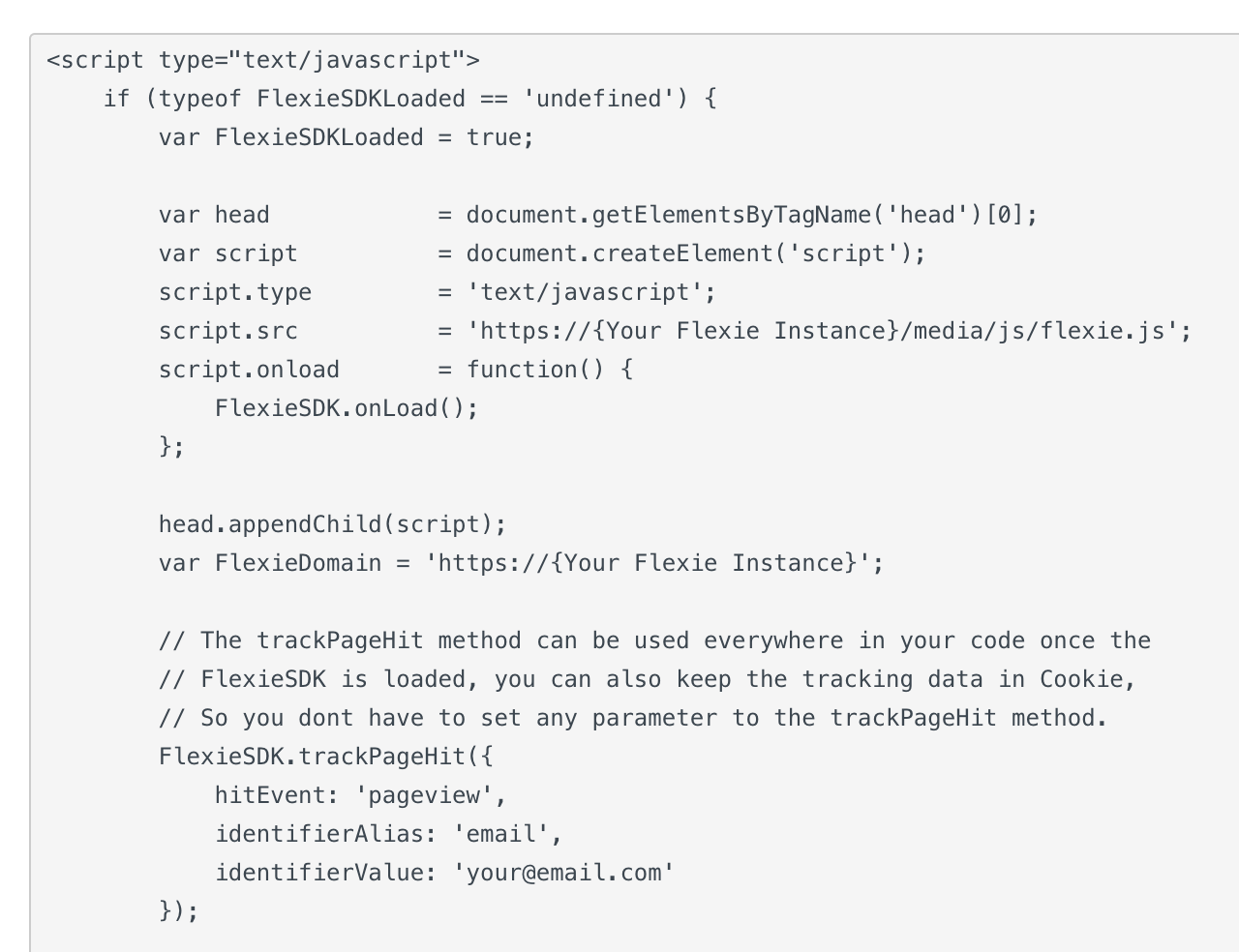 Flexie Tracking Code